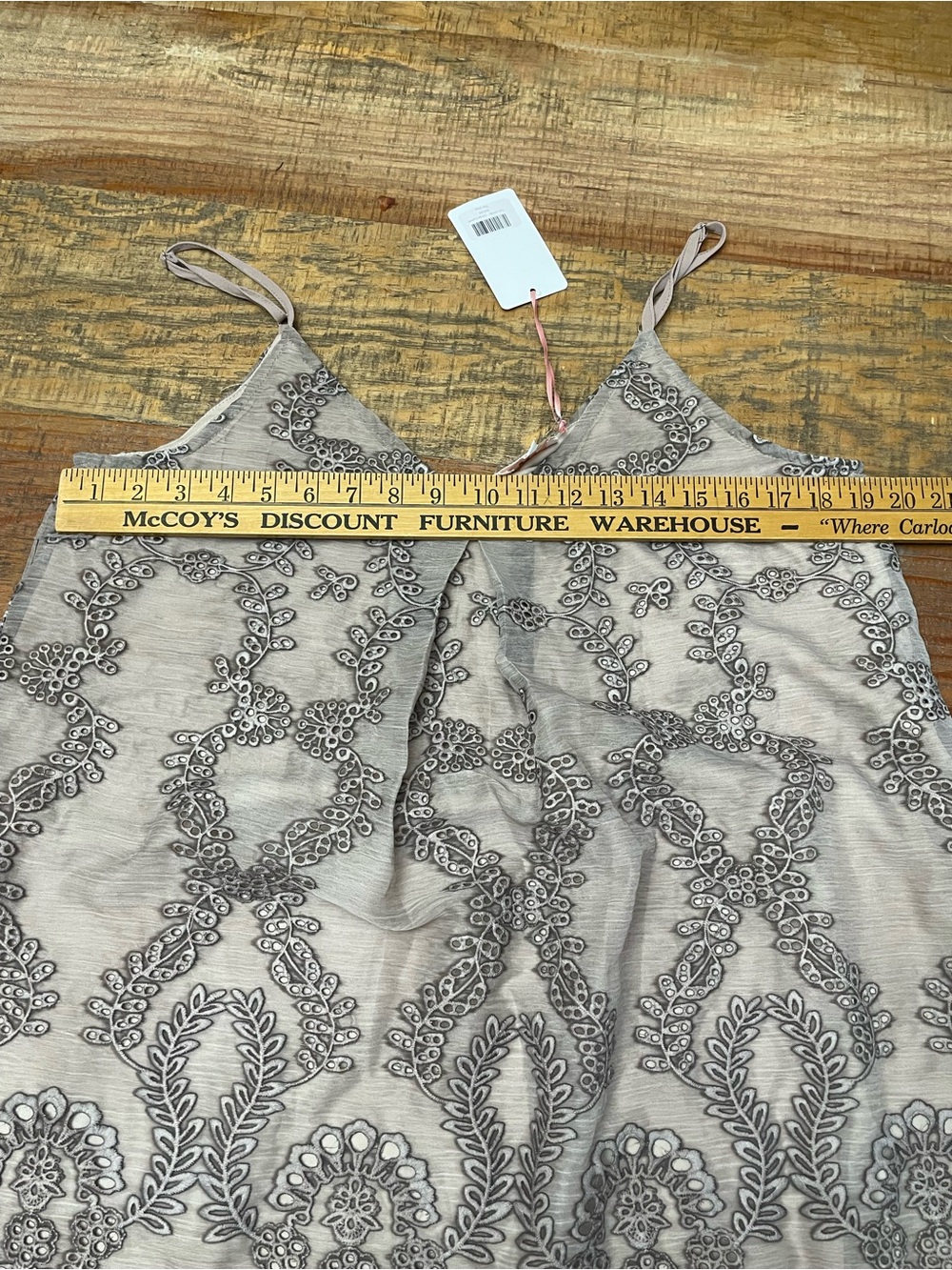 Entro women’s Large Embroidered taupe tan  slipdress - Picture 6 of 9